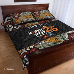 Personalised NAIDOC Deadly 50 Years Quilt Bed Set Minimalist Aboriginal Art LT9
