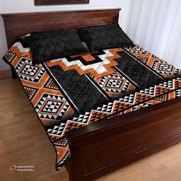 Orange Taniko Pattern Aotearoa Quilt Bed Set Niho Taniwha Mix Poutama LT14