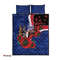 North Kangaroos ANZAC Personalised Quilt Bed Set Lest We Forget Poppy Camo LT9
