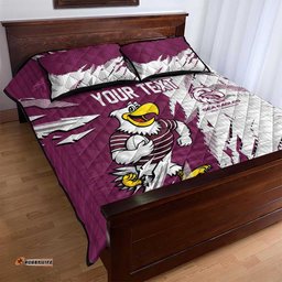 Personalized Manly Warringah Sea Eagles Quilt Bed Set Dynamic Lightning Mascot Rugby Australia TS04