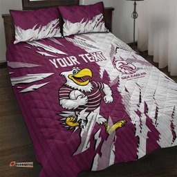 Personalized Manly Warringah Sea Eagles Quilt Bed Set Dynamic Lightning Mascot Rugby Australia TS04