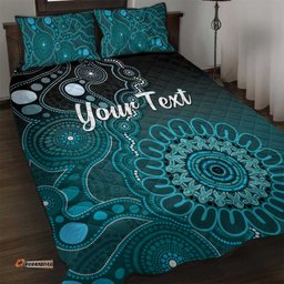Personalised Ovarian Cancer Awareness Quilt Bed Set Teal Ribbon Aboriginal Art LT05