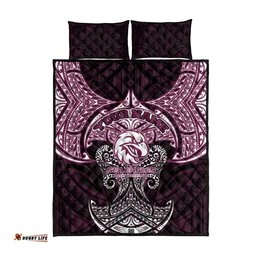 Personalized Manly Warringah Sea Eagles Quilt Bed Set Polynesian Tribal Pattern Style TS04