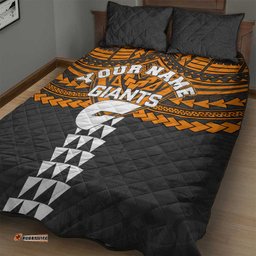 Personalized GWS Giants Quilt Bed Set Polynesian Tribal Pattern Heritage Football TS04