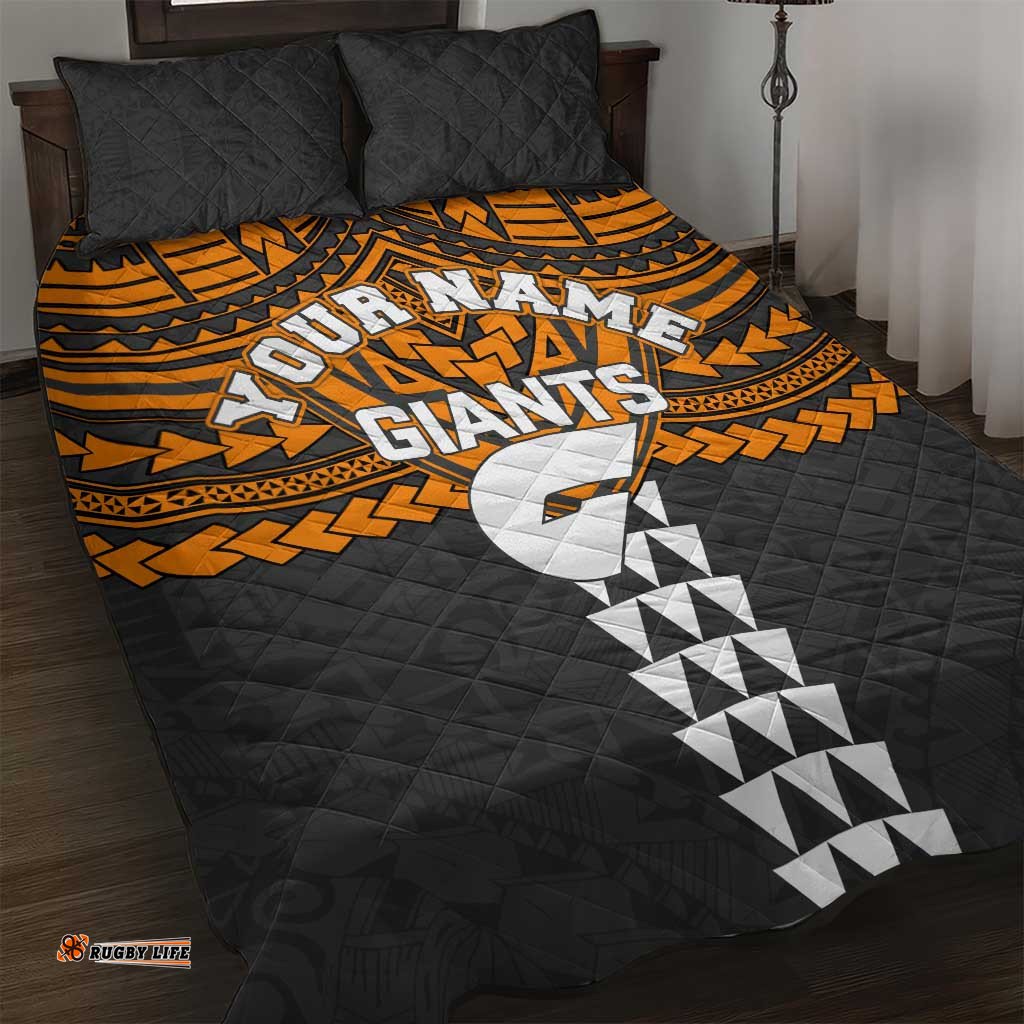 Personalized GWS Giants Quilt Bed Set Polynesian Tribal Pattern Heritage Football TS04