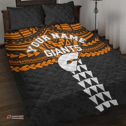 Personalized GWS Giants Quilt Bed Set Polynesian Tribal Pattern Heritage Football TS04