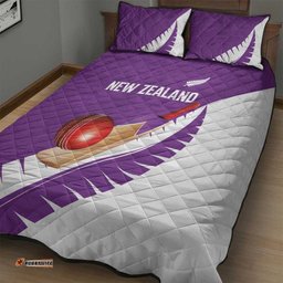 New Zealand Cricket Quilt Bed Set Kiwi Birds Haka Dance Purple Fern Sporty Style LT03