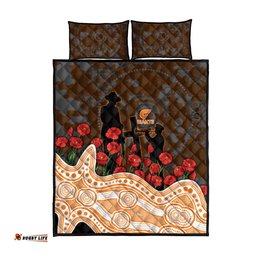 GWS Giants ANZAC Day Quilt Bed Set Indigenous Dot Art with Poppy Flower Tribute TS04