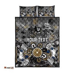 Personalized Collingwood Magpies Quilt Bed Set Aboriginal Dot Painting Graffiti Style TS04