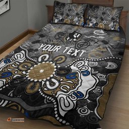 Personalized Collingwood Magpies Quilt Bed Set Aboriginal Dot Painting Graffiti Style TS04