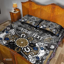 Personalized Collingwood Magpies Quilt Bed Set Aboriginal Dot Painting Graffiti Style TS04