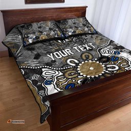 Personalized Collingwood Magpies Quilt Bed Set Aboriginal Dot Painting Graffiti Style TS04