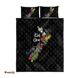 Kia Ora New Zealand Floral Quilt Bed Set Black LT7