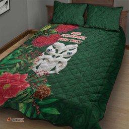 Maori Wheku Meri Kirihimete Personalised Quilt Bed Set All Green Indigenous Maori Motif LT9