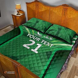 Pakistan Cricket Custom Quilt Bed Set The Green Shirts with Sporty Pattern LT9