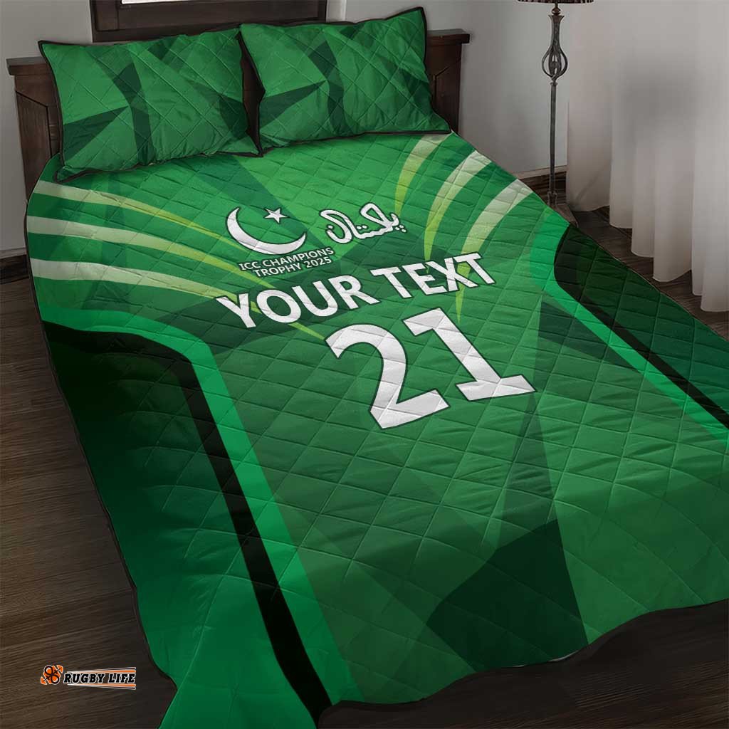 Pakistan Cricket Custom Quilt Bed Set The Green Shirts with Sporty Pattern LT9
