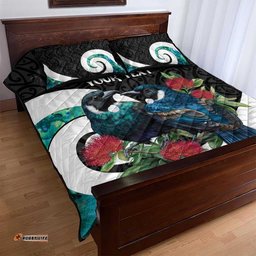 Personalised Valentine's Day New Zealand Quilt Bed Set Tui Bird Couple Kowhaiwhai Mix Pohutukawa LT14