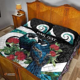 Personalised Valentine's Day New Zealand Quilt Bed Set Tui Bird Couple Kowhaiwhai Mix Pohutukawa LT14