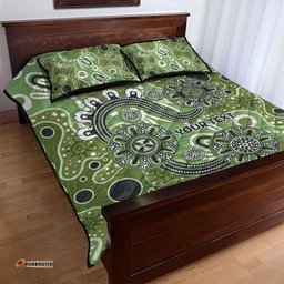 Personalised NAIDOC Week 50 Years Deadly Always Quilt Bed Set Green Aboriginal Artwork Dot Painting LT9