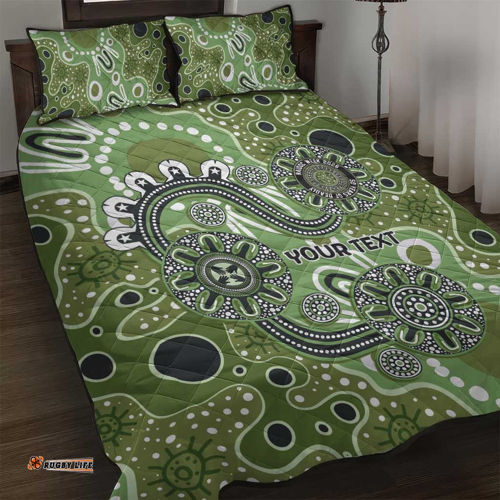 Personalised NAIDOC Week 50 Years Deadly Always Quilt Bed Set Green Aboriginal Artwork Dot Painting LT9