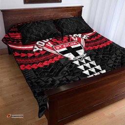 Personalized St Kilda Saints Quilt Bed Set Polynesian Tribal Pattern Heritage Football TS04