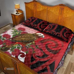 New Zealand Parrot Kaka Quilt Bed Set Maori Koru With Pohutukawa Flowers LT05
