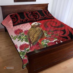 New Zealand Parrot Kaka Quilt Bed Set Maori Koru With Pohutukawa Flowers LT05