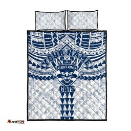 Personalized Geelong Cats Quilt Bed Set Polynesian Tribal Pattern Heritage Football TS04