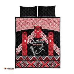 Toitu Te Tiriti O Waitangi Quilt Bed Set Maori Wharenui With Taniko Motifs LT14