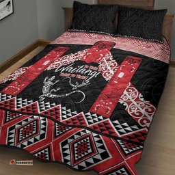 Toitu Te Tiriti O Waitangi Quilt Bed Set Maori Wharenui With Taniko Motifs LT14