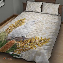 Australia Little Corella Quilt Bed Set Cacatua Sanguinea Western Grevillea Aboriginal Art LT14
