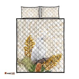 Australia Little Corella Quilt Bed Set Cacatua Sanguinea Western Grevillea Aboriginal Art LT14