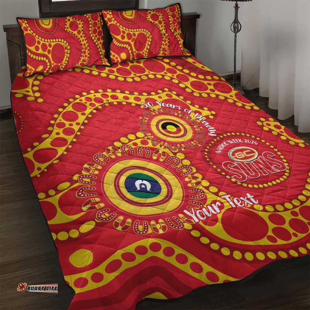 Suns NAIDOC Week 2026 Personalised Quilt Bed Set 50 Years of Deadly Aboriginal Art LT14