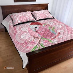 Funny Pink Galah Australia Christmas Quilt Bed Set Eucalyptus Blossoms Aboriginal Art LT14