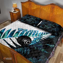 New Zealand Lawn Bowls Custom Quilt Bed Set Aotearoa Silver Fern Paua Shell LT14