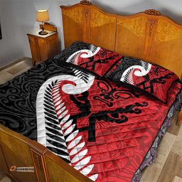 Silver Fern Koru Swirls with Maori Ta Moko Quilt Bed Set LT9