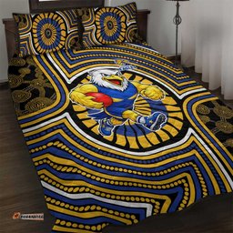 West Coast Eagles Quilt Bed Set Indigenous Monochrome Dot Art Mascot Style TS04