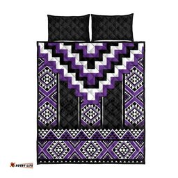 Purple Taniko Pattern Aotearoa Quilt Bed Set Niho Taniwha Mix Poutama LT14