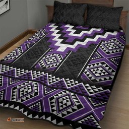 Purple Taniko Pattern Aotearoa Quilt Bed Set Niho Taniwha Mix Poutama LT14