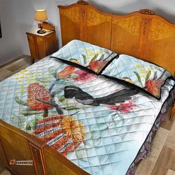 Willie wagtail Australia Quilt Bed Set Banksia Bottlebrushes Watercolor Stylized LT14