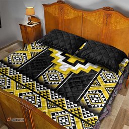 Yellow Taniko Aotearoa Quilt Bed Set Niho Taniwha Mix Poutama LT14