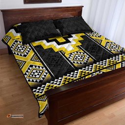 Yellow Taniko Aotearoa Quilt Bed Set Niho Taniwha Mix Poutama LT14