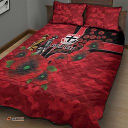 St Saints ANZAC Personalised Quilt Bed Set Lest We Forget Poppy Camo LT9