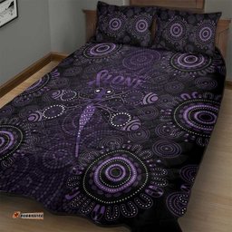 Purple Dragonfly Aboriginal of Hope Quilt Bed Set Australian Epilepsy Awareness LT9