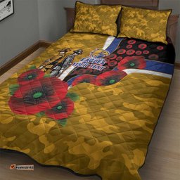 West Eagles ANZAC Personalised Quilt Bed Set Lest We Forget Poppy Camo LT9