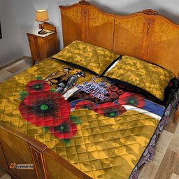 West Eagles ANZAC Personalised Quilt Bed Set Lest We Forget Poppy Camo LT9