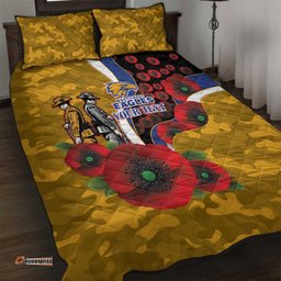 West Eagles ANZAC Personalised Quilt Bed Set Lest We Forget Poppy Camo LT9