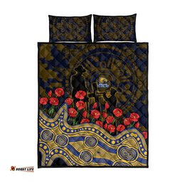 West Coast Eagles ANZAC Day Quilt Bed Set Indigenous Dot Art with Poppy Flower Tribute TS04