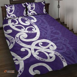Violet Green Maori Quilt Bed Set Koru Kowhaiwhai LT7
