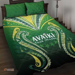 Rugby Cook Islands Avaiki Quilt Bed Set Green Kuki Airani Tribal Maori Inspired LT9
